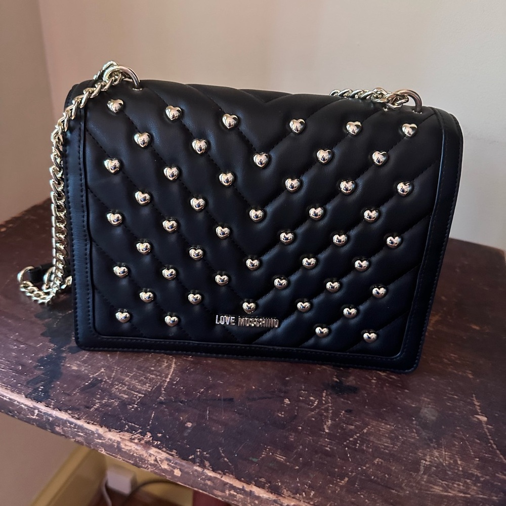 Black and gold Love Moschino purse